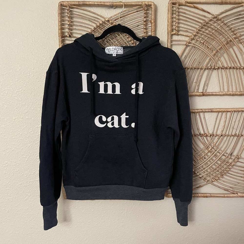 WILDFOX Guess What I Am Cuddles‎ Cat Hoodie With Ears Sz XS B43